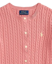 Polo Ralph Lauren Girls' 7-16 Mini-Cable Button Front Cardigan