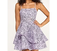 Emerald Sundae Juniors' Sequined Square-Neck Dress