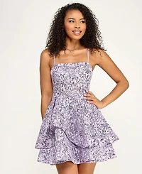 Emerald Sundae Juniors' Sequined Square-Neck Dress