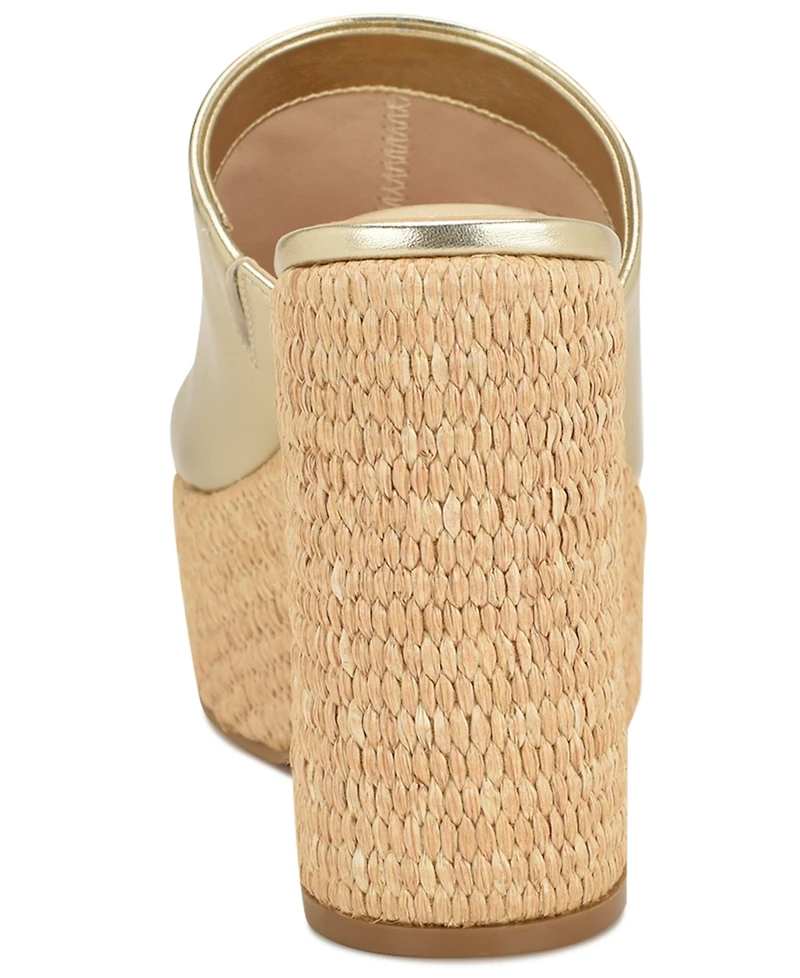 Nine West Women's Olley Slip-On Open Toe Wedge Sandals