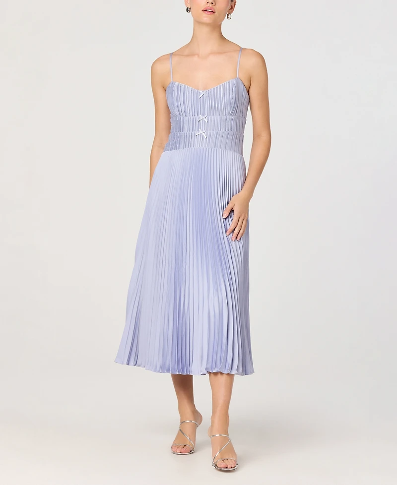 Astr the Label Women's Sweetheart Neck Pleated A-Line Midi Dress