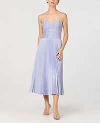 Astr the Label Women's Sweetheart Neck Pleated A-Line Midi Dress