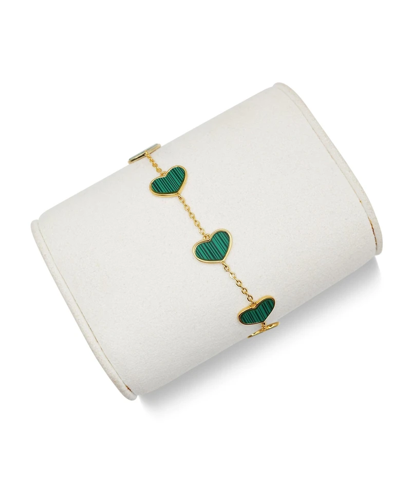Bowood Lane 18k Gold Vermeil and Green Heart Bracelet