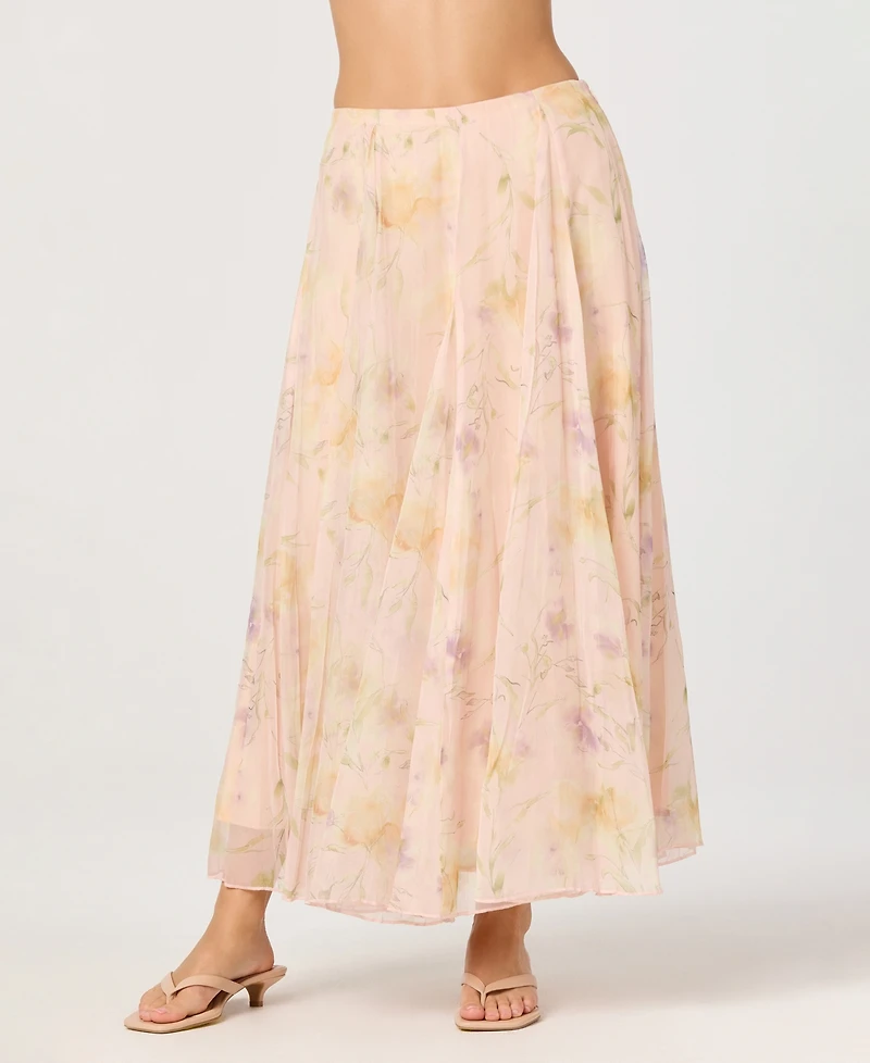 Astr the Label Women's Floral Side-Zipper Pleated Maxi Skirt