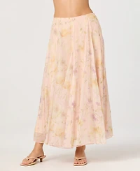 Astr the Label Women's Floral Side-Zipper Pleated Maxi Skirt