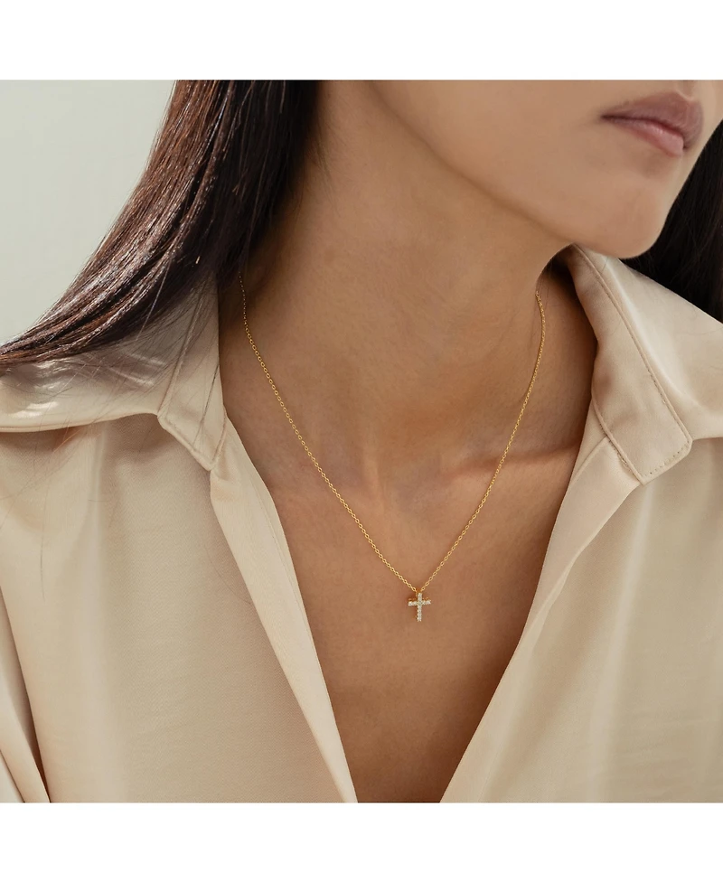 Bearfruit Jewelry 14k Gold Plated Aveline Crystal Cross Necklace Holiday Gift Guide