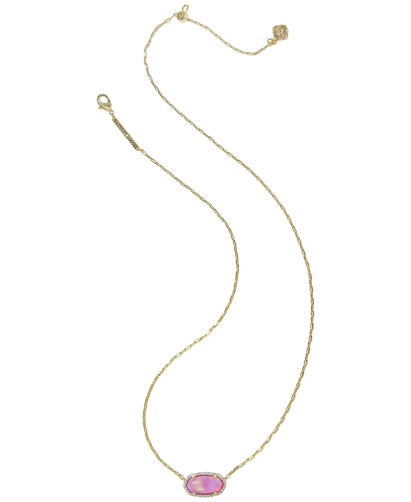 Kendra Scott Opalescent Resin Elisa Pave Frame Short Pendant Necklace (Also Available in Imitation Pearl)