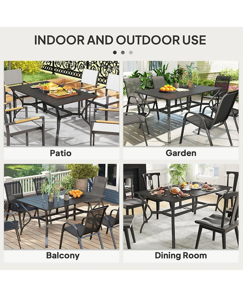 Outsunny Outdoor Dining Table with Umbrella Hole, Patio Dining Table