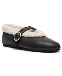 Steve Madden Women's Lodge Cozy Adjustable Strap Mary-Jane Flats