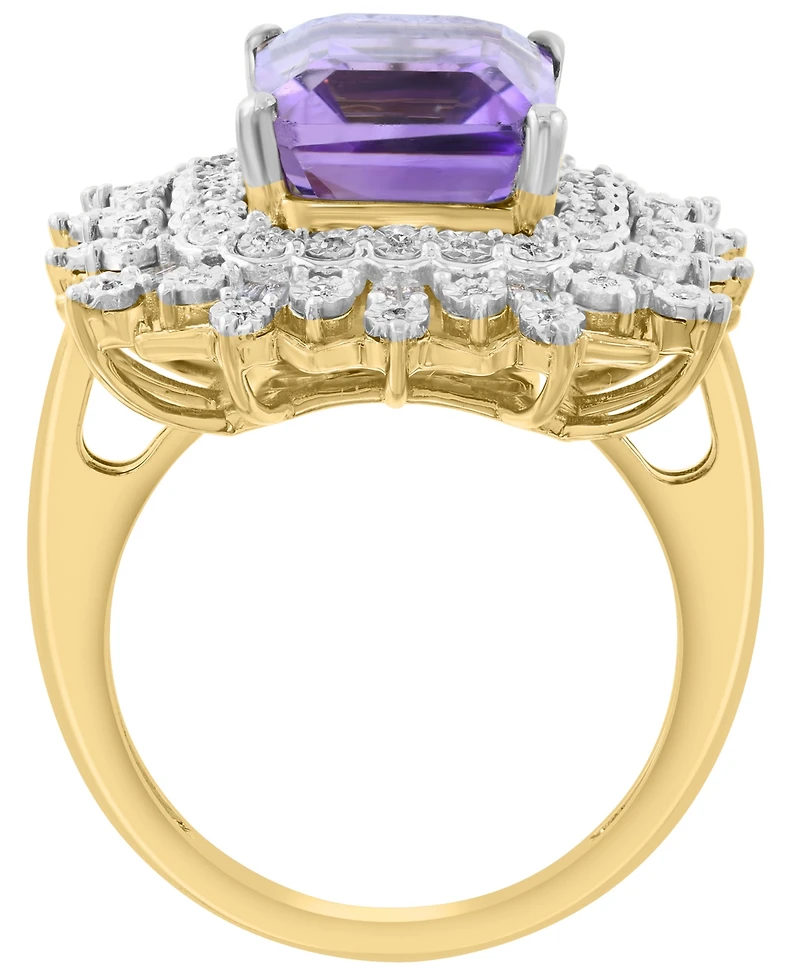 Effy Collection Amethyst (3-1/4 ct. t.w.) And Diamond (1/4 ct. t.w.) Ring in Gold over Silver