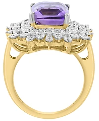 Effy Collection Amethyst (3-1/4 ct. t.w.) And Diamond (1/4 ct. t.w.) Ring in Gold over Silver