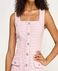 City Studios Juniors' Square Neck Button-Up Details Short Dress