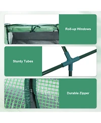 Aoodor 6x3x3 Ft Raised Garden Bed with Mini Greenhouse Cover, Pe Planter Box Kit with Windows for Herbs, Flowers and Vegetables, Green