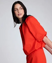 Kenneth Cole Women's Elastic Hem Pull-On Cropped Blouse