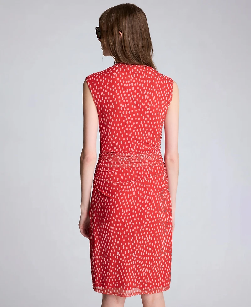 Kenneth Cole Women's Cowl Neck Polka Dot Side Asymmetrical Mini Dress