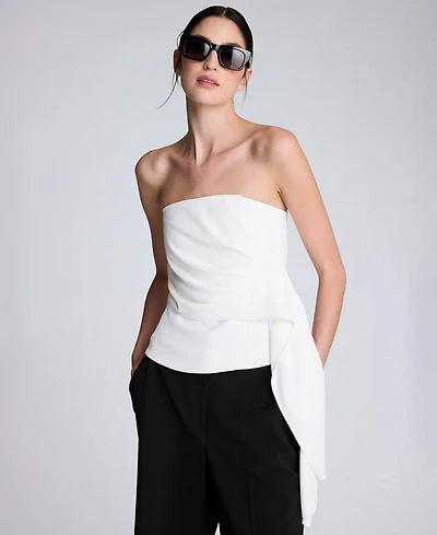 Kenneth Cole Women's Sleeveless Draped Front Bustier Crop Top