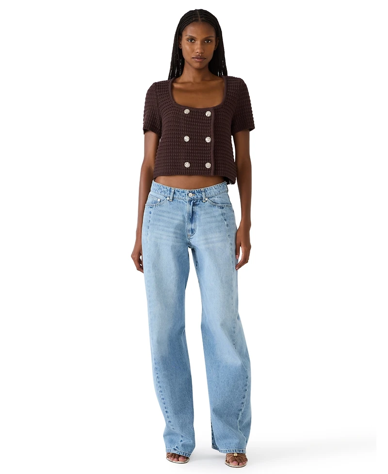 Steve Madden Women's Camila Square Neck Sweater Top