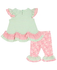 Rare Editions Baby Girls' Bunny Applique Round Neck Top and Knit Leggings, 2-Piece Set