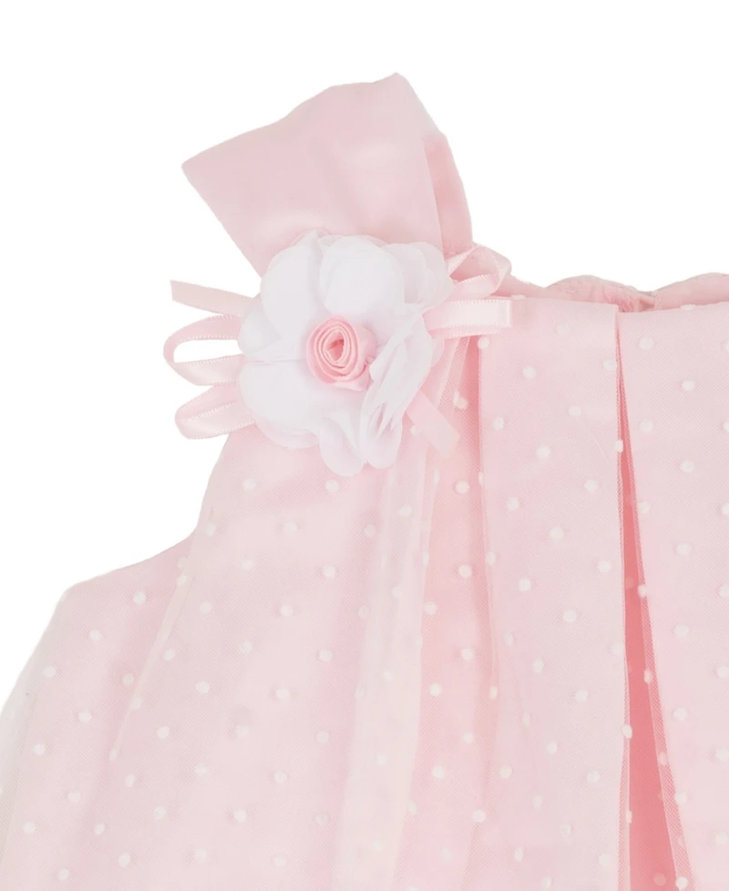 Rare Editions Baby Girls' Clip Dot Round Neck Mesh Top and Knit Leggings, 2-Piece Set