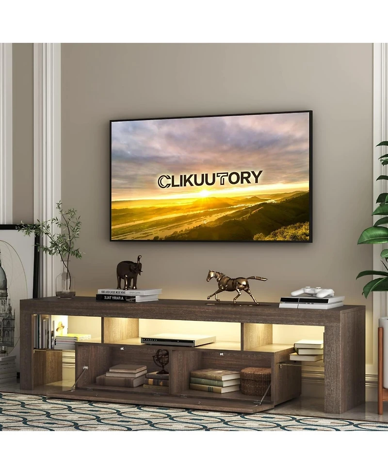 Streamdale Furniture 75" Wood Modern Brown Tv Stand