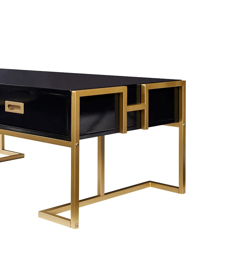 Streamdale Furniture Modern Rectangular Coffee Table with 4 Drawers and Gold Base 47.3"