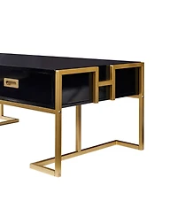 Streamdale Furniture Modern Rectangular Coffee Table with 4 Drawers and Gold Base 47.3"