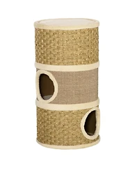 Zeus & Ruta 28 Inch 3 Tier Barrel Cat Condo with Sisal Pad