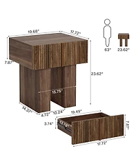 Tribesigns Fluted Nightstand, Wooden Night Stand with Storage Drawer, Modern Bedside Table Side End Table