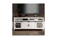 gaomon 31" Tall Media Cabinet with Open Shelf and Sliding Barn Door Modern Farmhouse Tv Stand