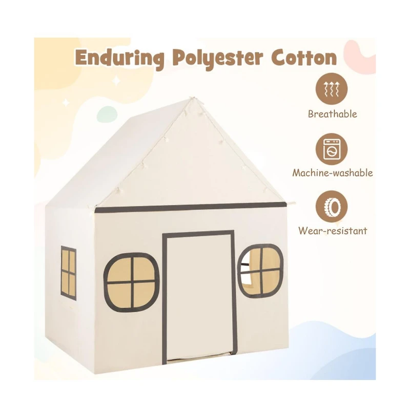 Kids Play Tent Large Playhouse with Door Curtain and Star Lights