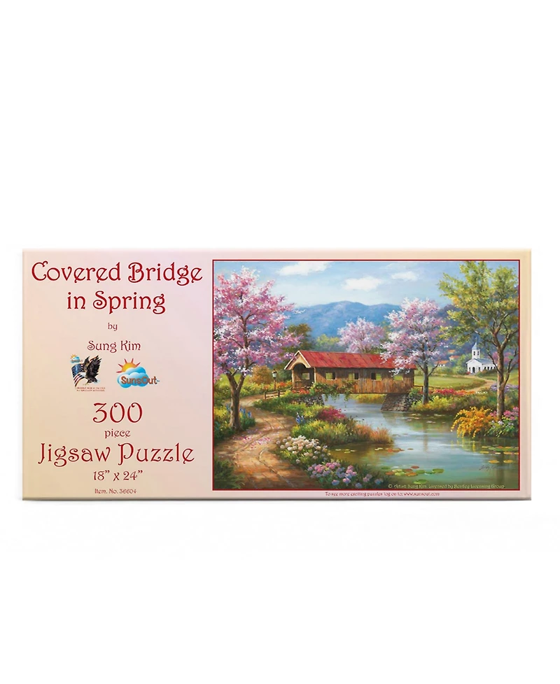 SunsOut Covered Bridge in Spring 300 piece Jigsaw Puzzle for Adults