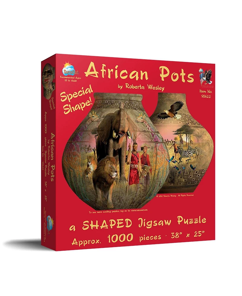 SunsOut African Pots 1000 piece Jigsaw Puzzle for Adults Special Shape