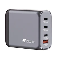 Verbatim 32202 100 Watts 4-Port GaN Wall Charger - Black/Gray