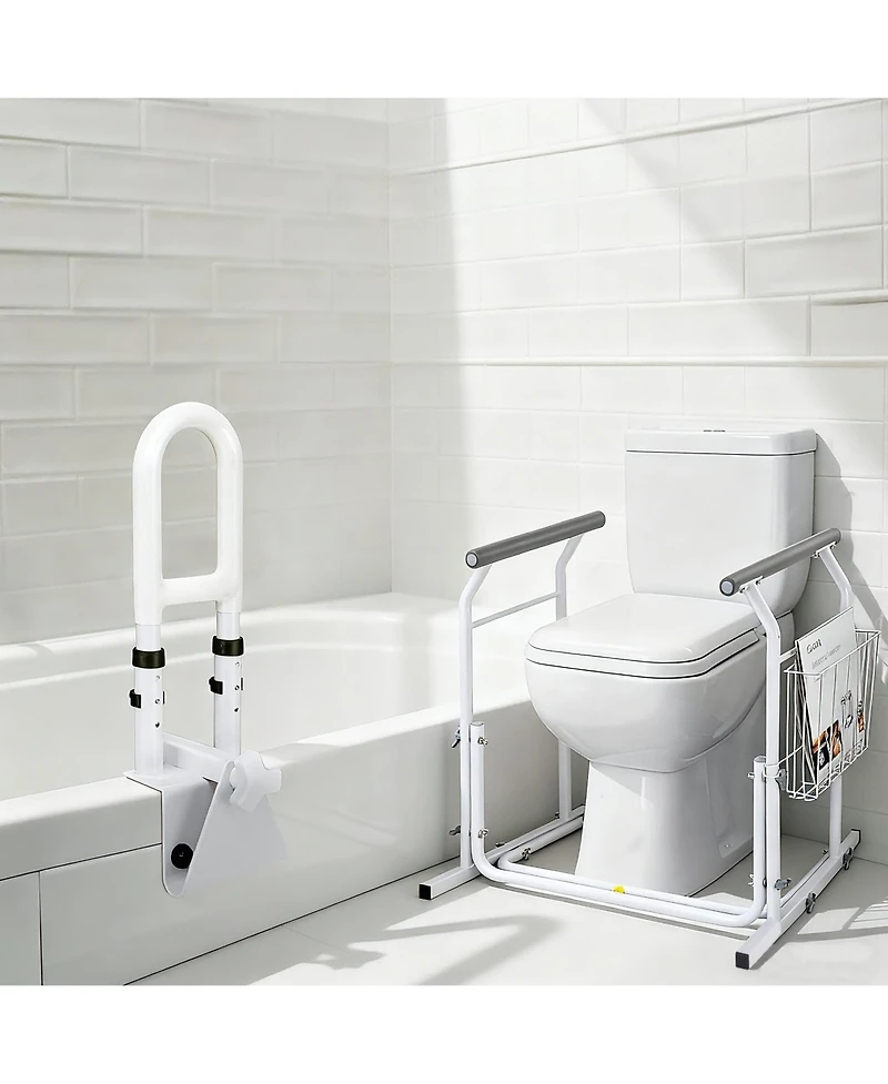 Yescom Bathtub Grab Bar with Toilet Safety Rail Combo Adjustable for Seniors