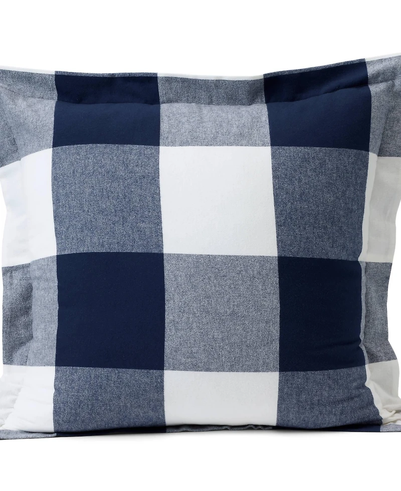 Lands' End Comfy Super Soft Cotton Flannel Plaid Pillow Sham - 5oz