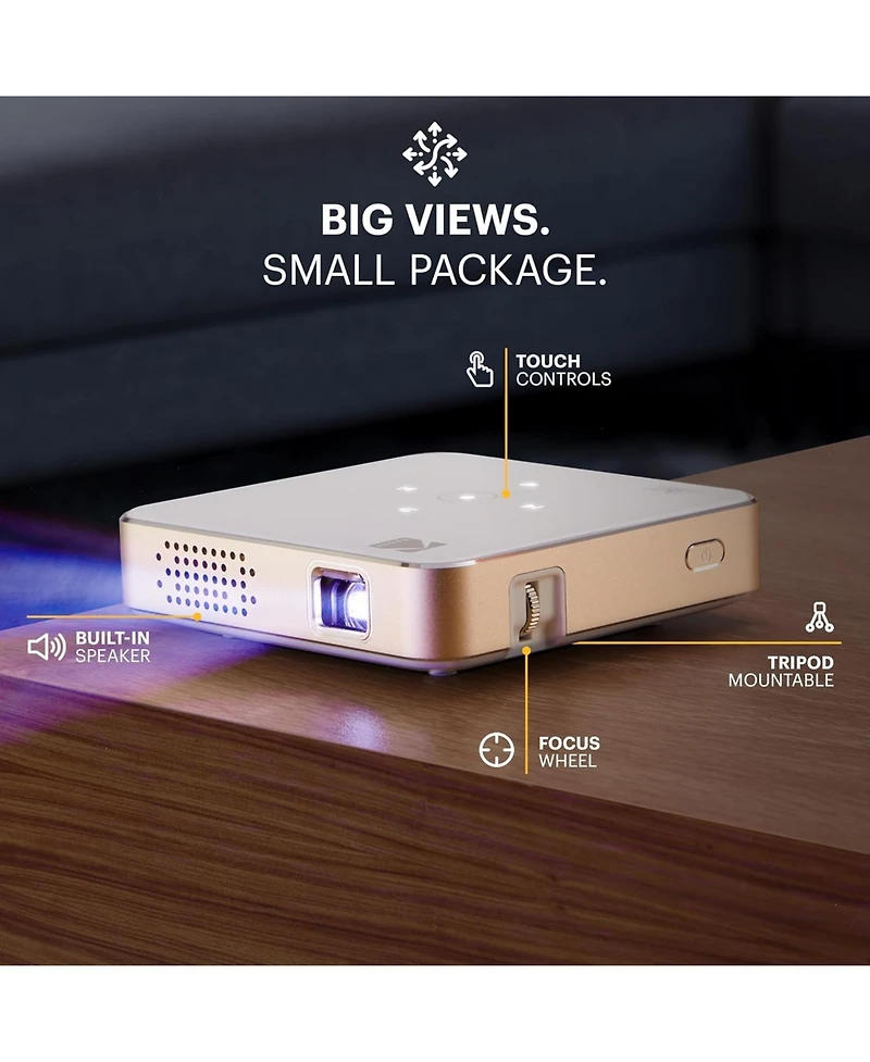 Kodak Luma 75 Ultra Mini Projector, Portable Pico Projector with 60" Screen, Tripod & Case (White)
