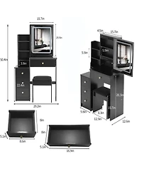 Streamdale Furniture Streamdale Compact Bedside Vanity Table with Led Mirror