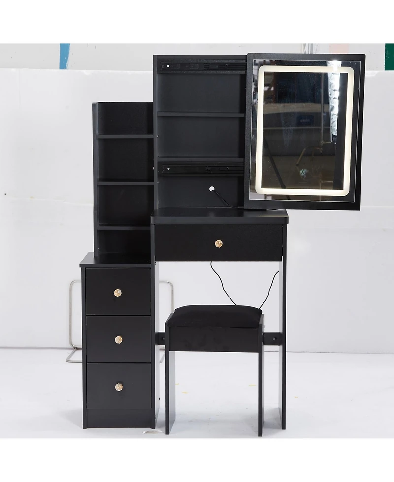 Streamdale Furniture Streamdale Compact Bedside Vanity Table with Led Mirror