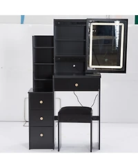 Streamdale Furniture Streamdale Compact Bedside Vanity Table with Led Mirror