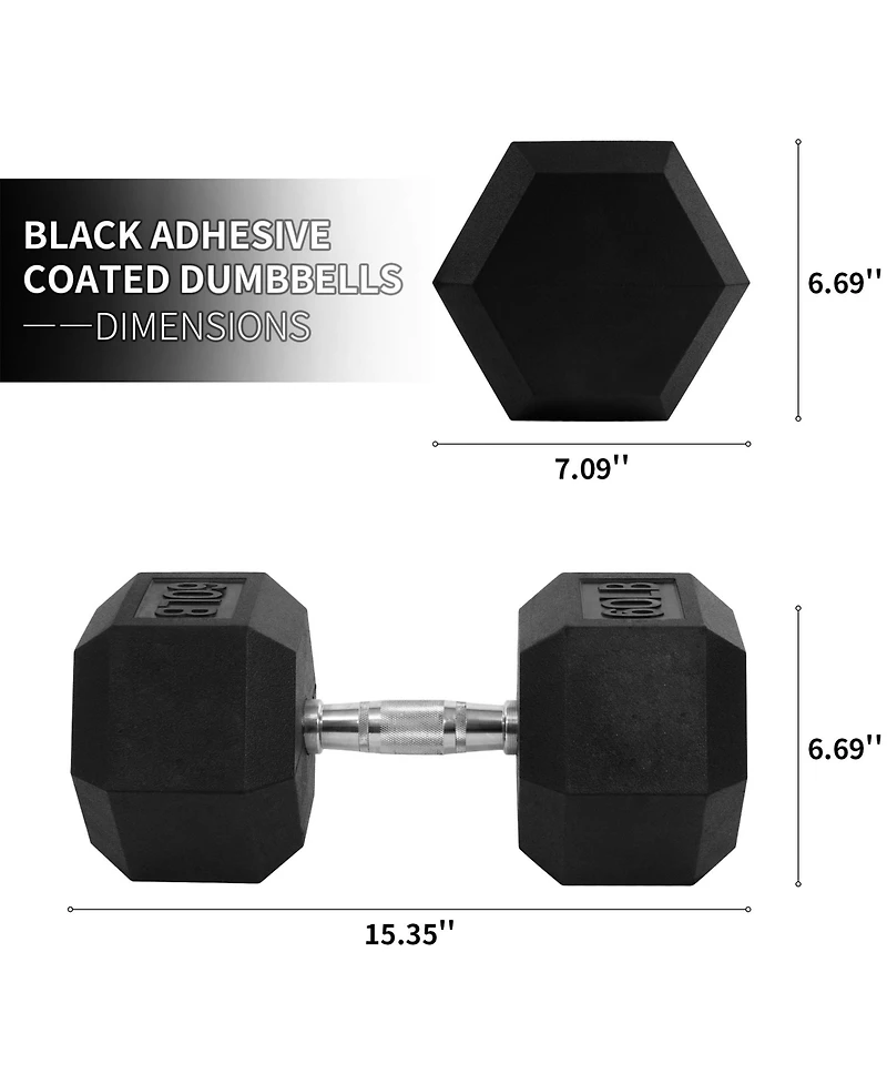 Signature Fitness Hex Single Dumbbell Strength Training Workout Equipment, 60 lb