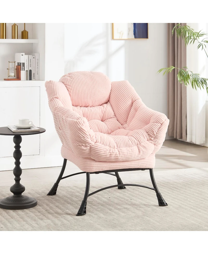 Streamdale Furniture Pink Lazy Chair with Ottoman