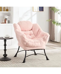 Streamdale Furniture Pink Lazy Chair with Ottoman