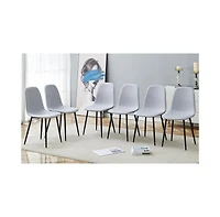 Streamdale Furniture Comfortable Linen-Cotton Dining Set (6 Pieces, Light Gray)