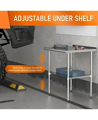 Streamdale Furniture Stainless Steel Table 30x36 with Adjustable Shelf