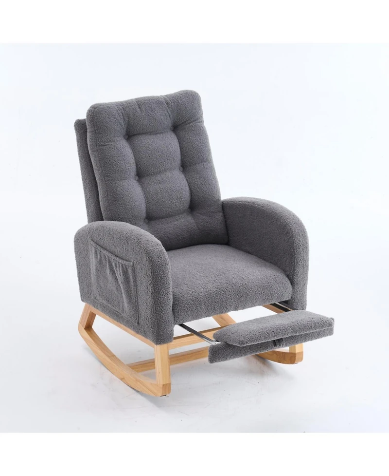 Streamdale Furniture Dark Gray Rocking Chair with Footrest