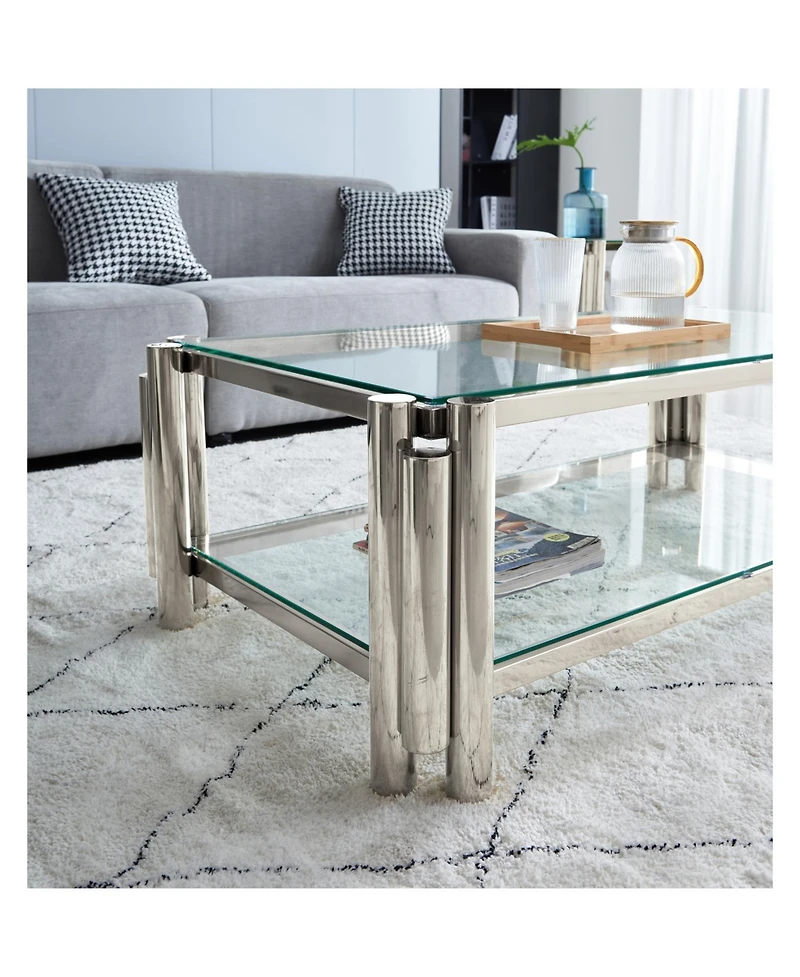 Streamdale Furniture C013A-leg-Silver Stainless Steel coffee table