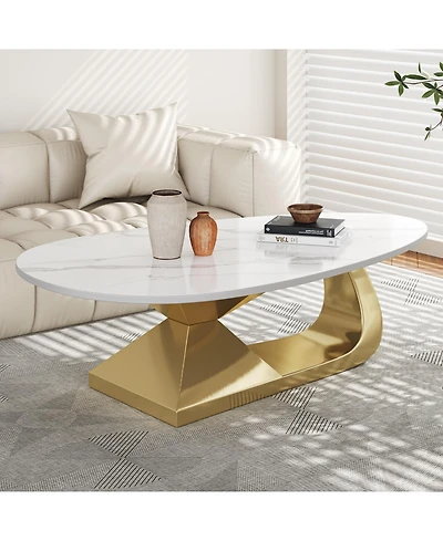 Streamdale Furniture Sintered Stone Coffee Table with Stainless Steel Base