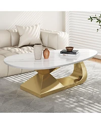 Streamdale Furniture Sintered Stone Coffee Table with Stainless Steel Base