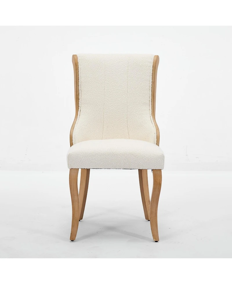 Streamdale Furniture Snow Velvet Dining Chairs, Beige, Set of 2