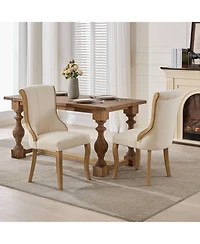 Streamdale Furniture Snow Velvet Dining Chairs, Beige, Set of 2